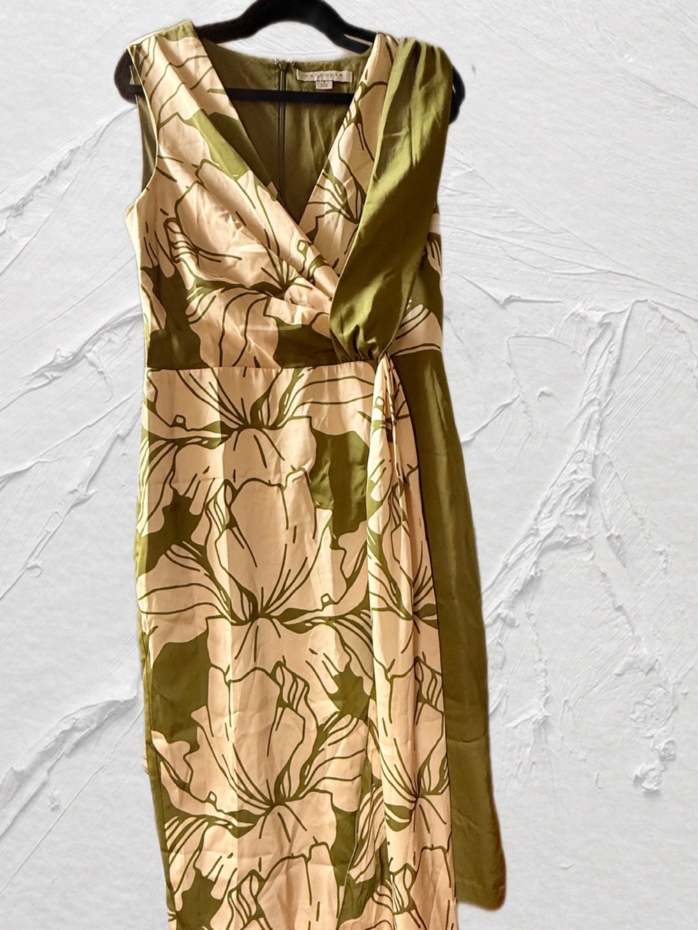 Olive & Cream Floral Wrap Dress